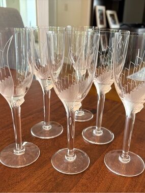 Lalique “ Face of the Smiling Angel” Clear Crystal Wine Glasses - Set of 6